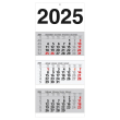  3-Monats-Wandkalender 2025, weiß/grau 