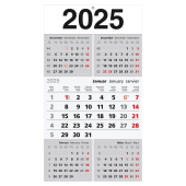  3 5-Monats-Wandkalender 2025, weiß/grau 