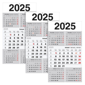  3 5-Monats-Wandkalender 2025, weiß/grau 