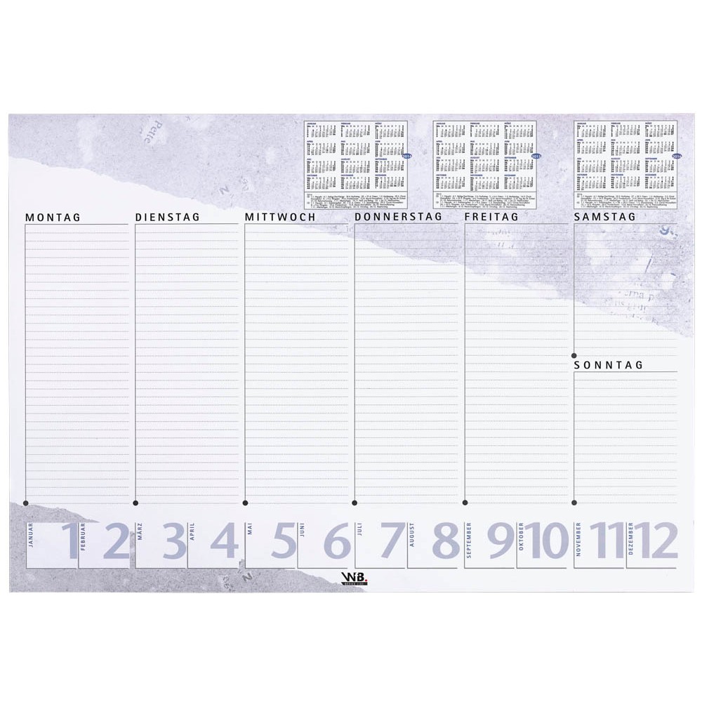 Schreibtischunterlage mit Kalender, 40 Blatt, blau