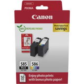  Original Canon PG-585/CL-586 6205 C 004 Tintenpatrone MultiPack schwarz + color + Fotopapier GP-501 (ca. 180 Seiten) 